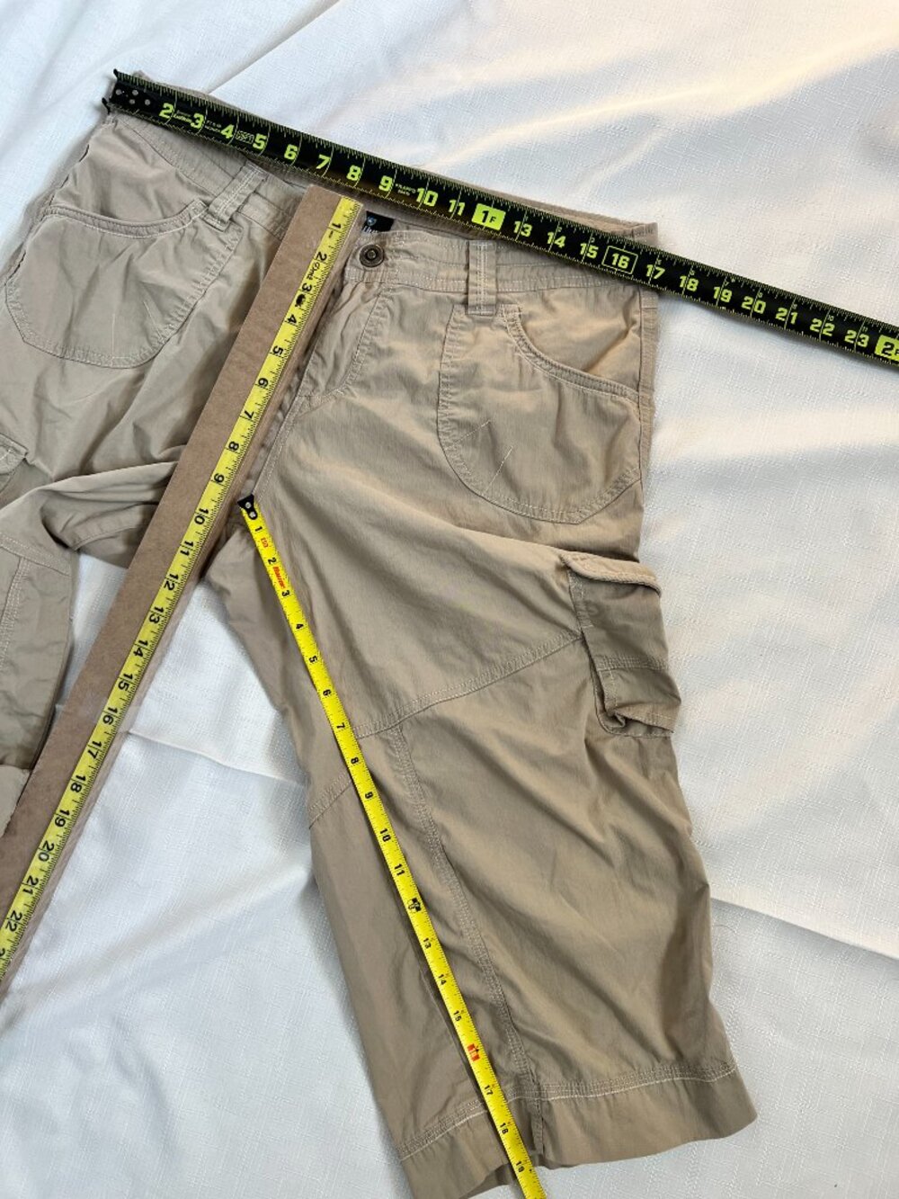 KUHL Kontra Women 12 Roll Up Capri Pants Khaki Tan Cargo Hiking - Picture 12 of 12